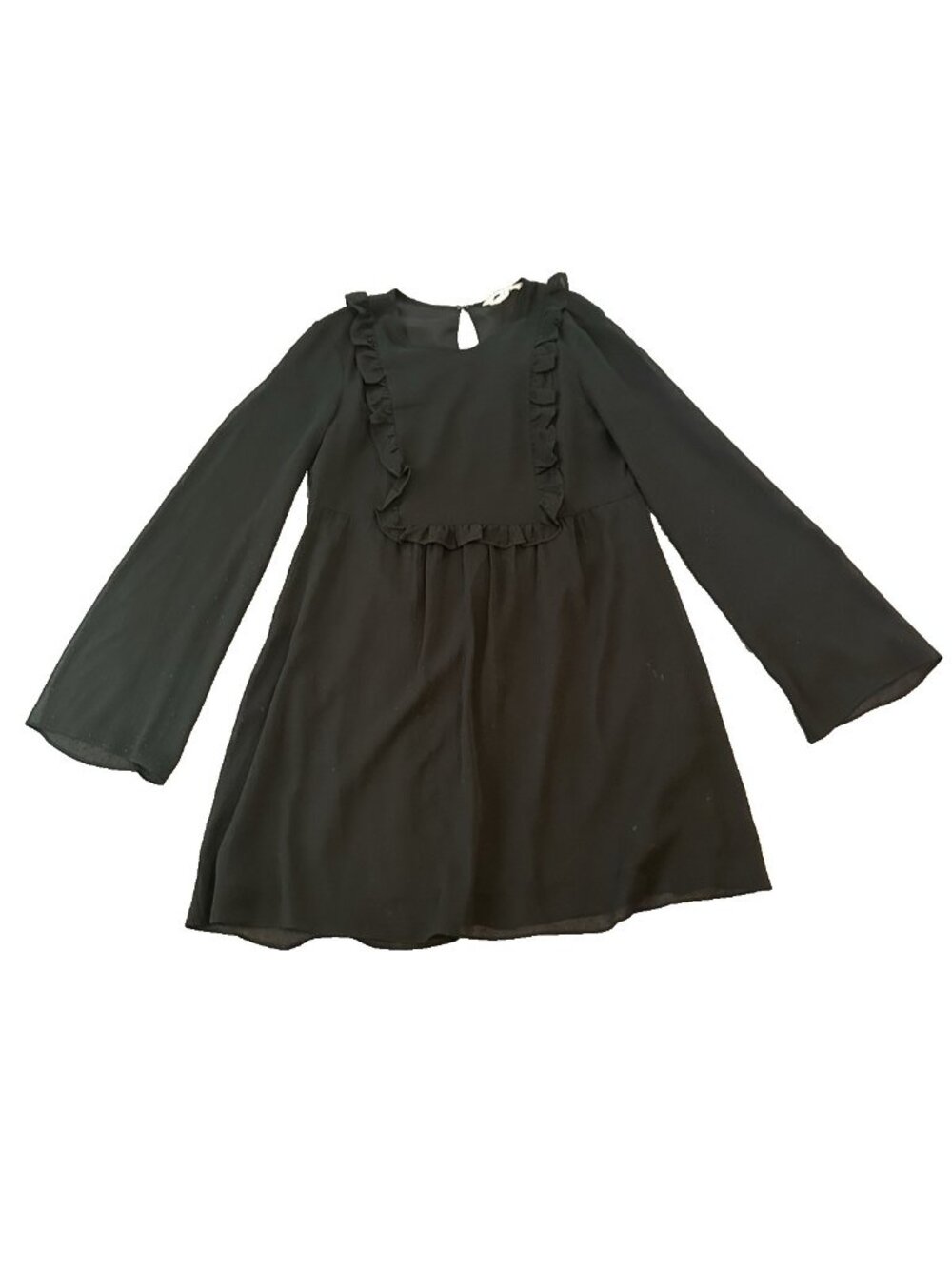 BCBGeneration Black Swiss Dot Ruffle Babydoll‎ Dress XS Grunge Fairy Festival